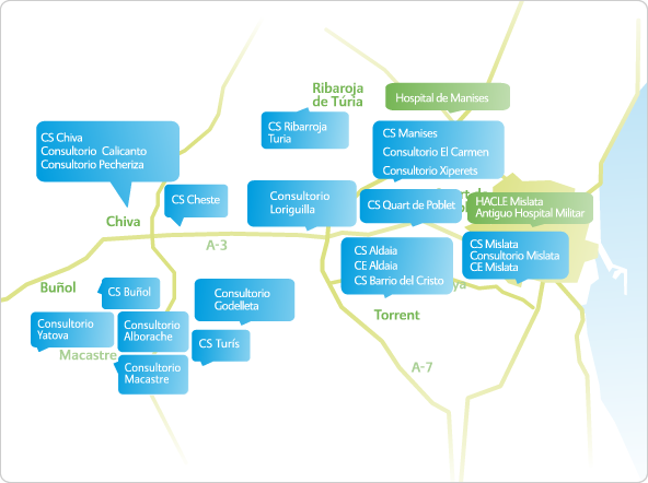 Mapa Departamento de Salud del Hospital de Manises