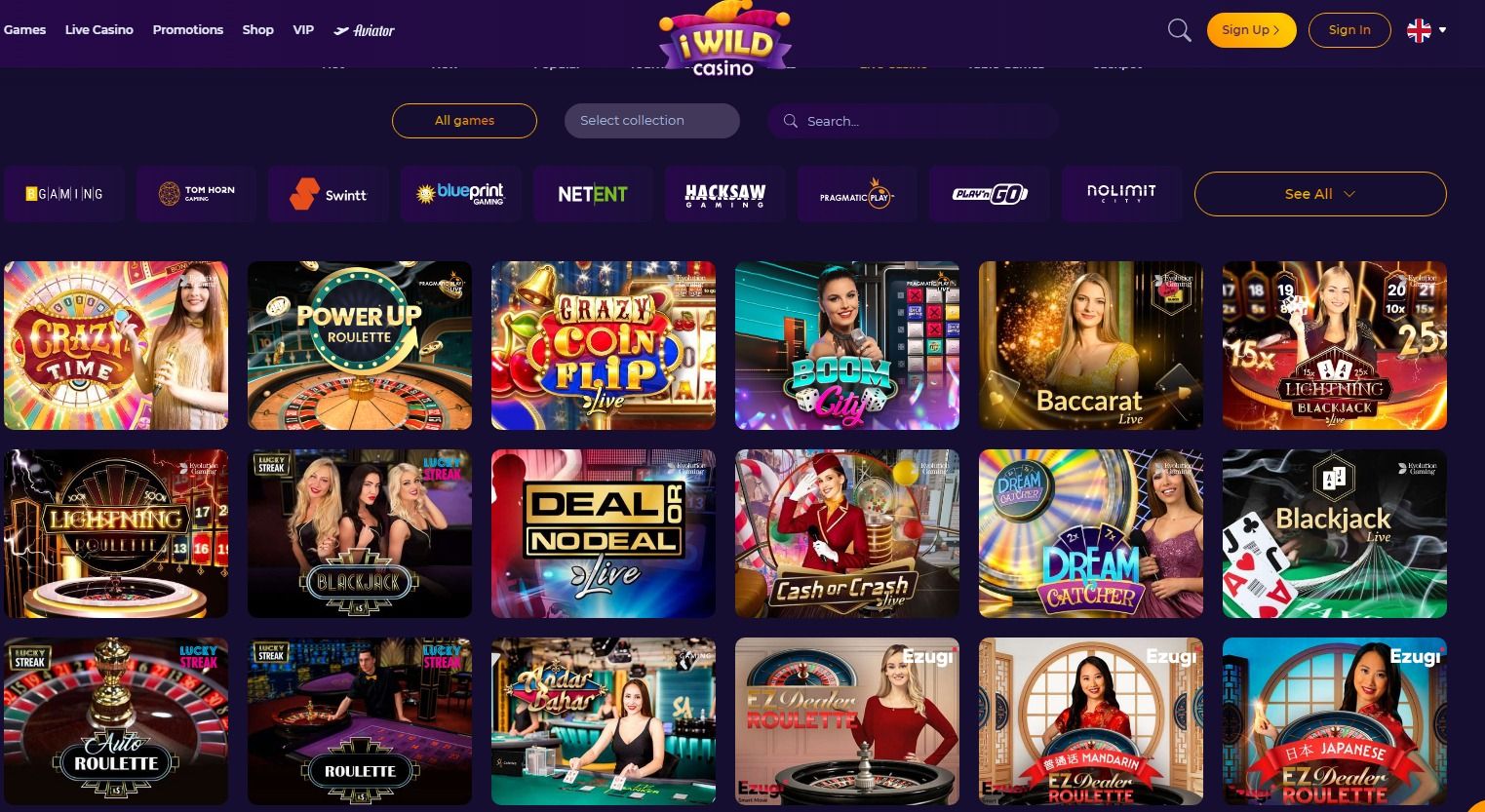 iWildCasino juegos con crupier en vivo