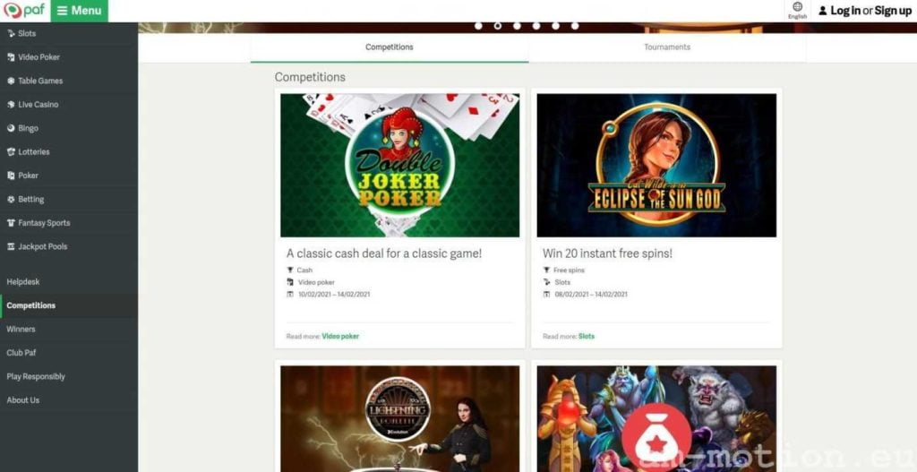paf casino competitions