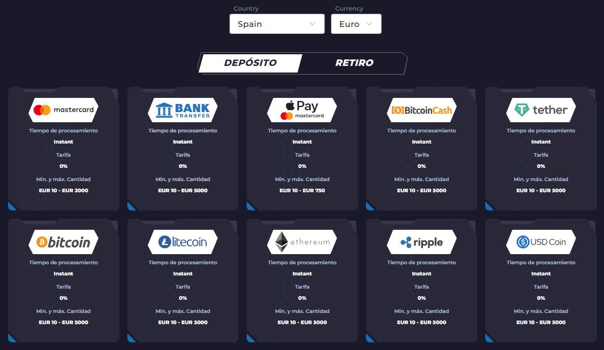 Depositar y retirar fondos de Powbet Casino