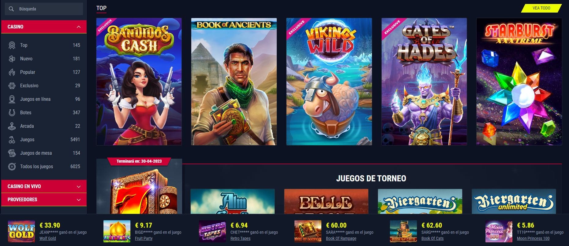 Más de 6.000 juegos en Casino Rabona