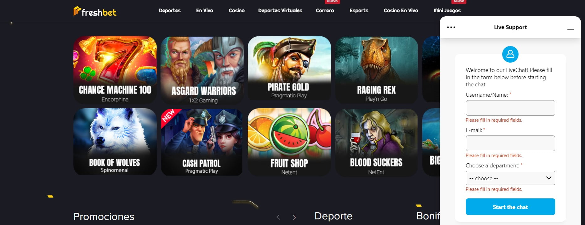 Servicio de atención al cliente FreshBet Casino