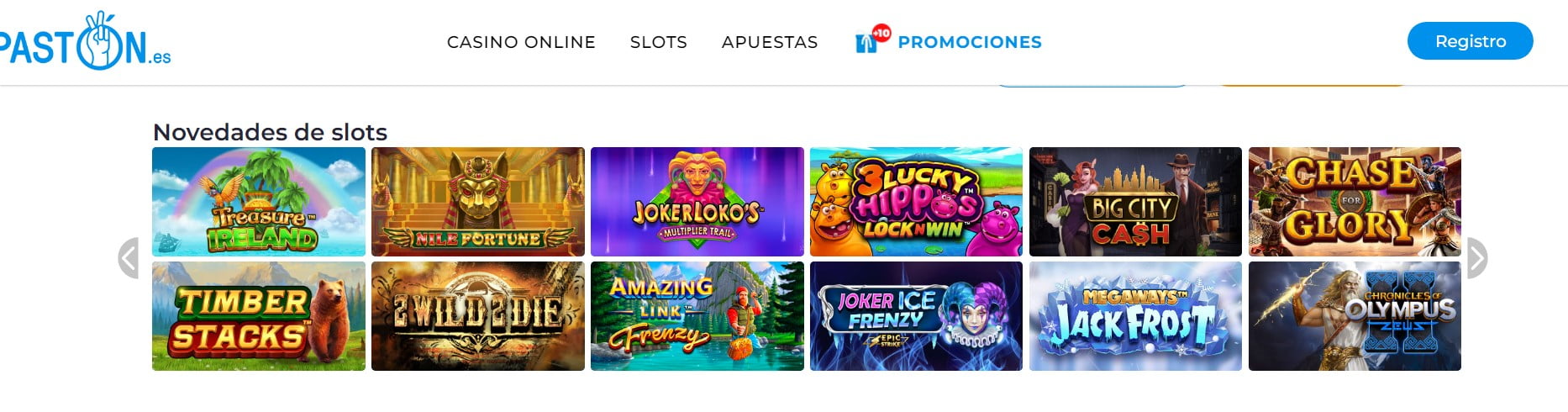Tipos de juegos en Paston Casino